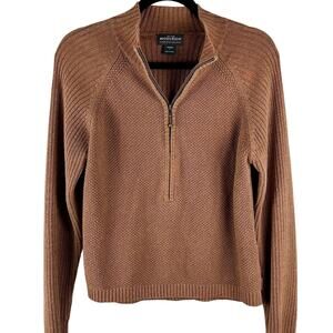 Woolrich Women's Brown Knit Quarter Zip Sweater Size‎ Large